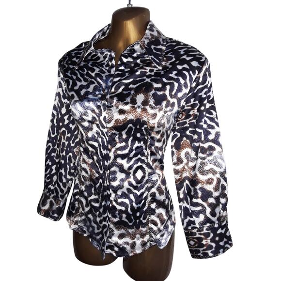 Just Cavalli Italy 44 Leopard Animal Print 3/4 Length Sleeve Blouse - Picture 6 of 9